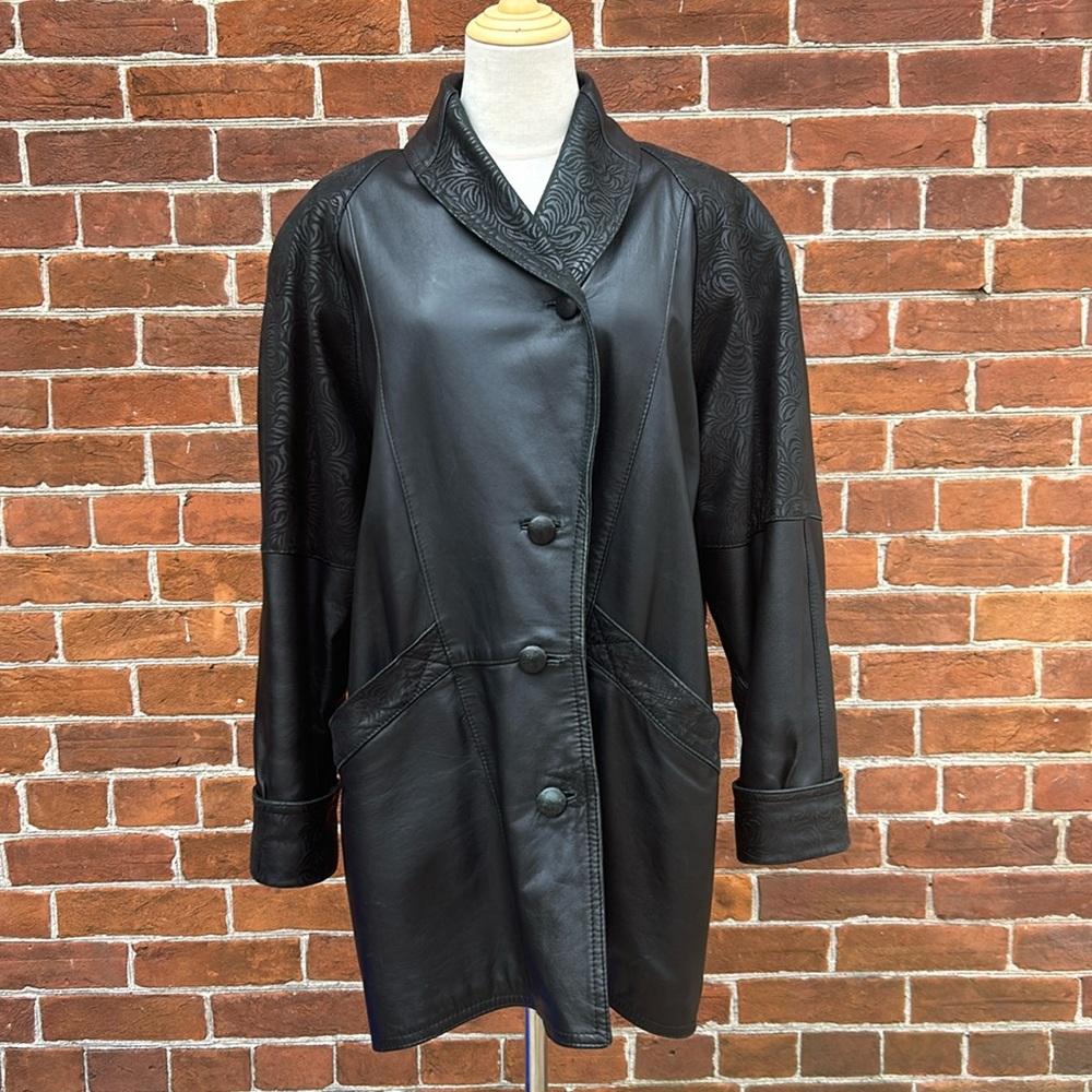Vintage Leather Jacket Embossed Detail Olde Hide House
